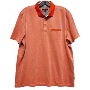 TED BAKER Polo Shirt Mens 5 Orange Casual Athleisure Golf Preppy Outdoor